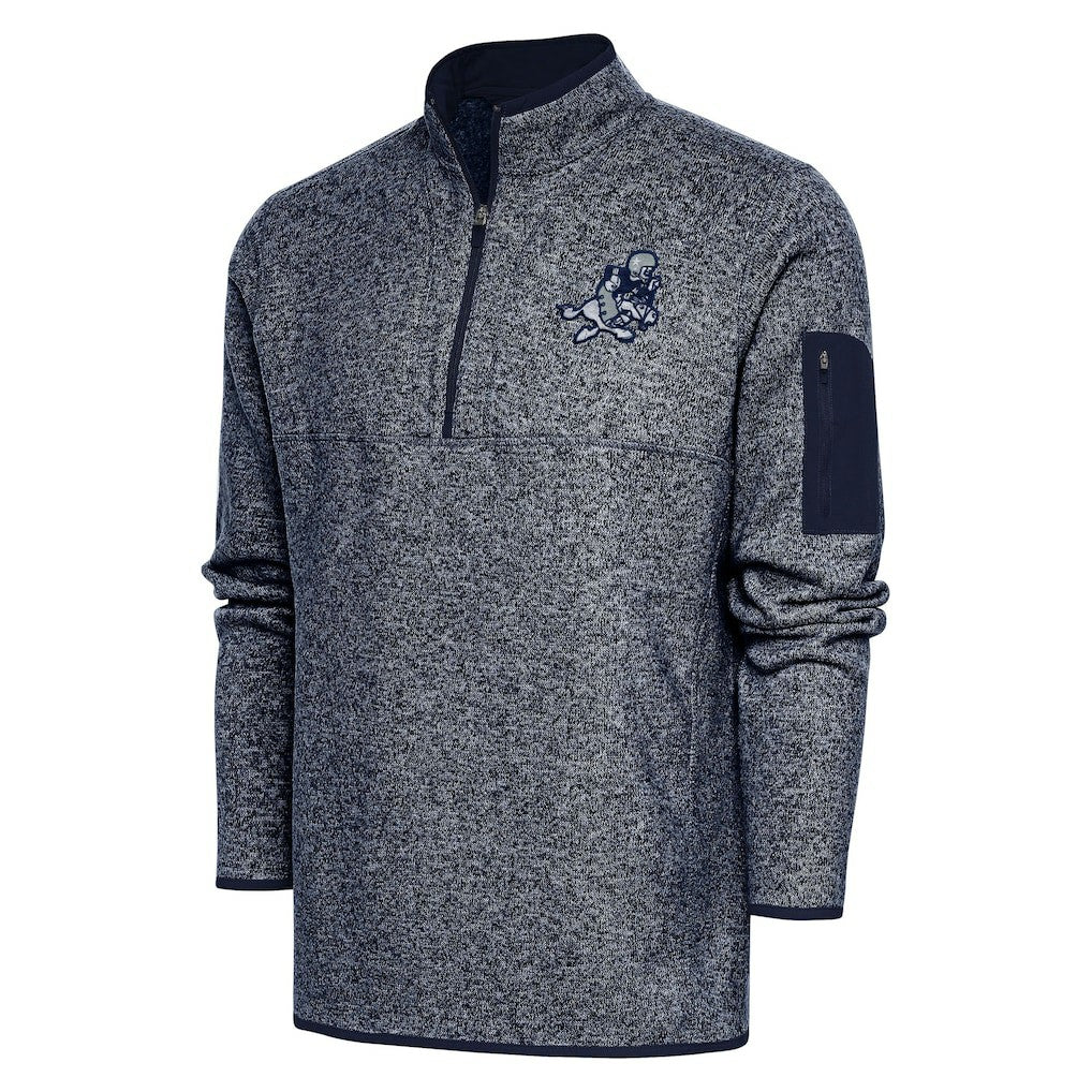 Dallas Cowboys Adult Throwback Logo Fortune Quarter-Zip Pullover Jacket - Heather Navy discount