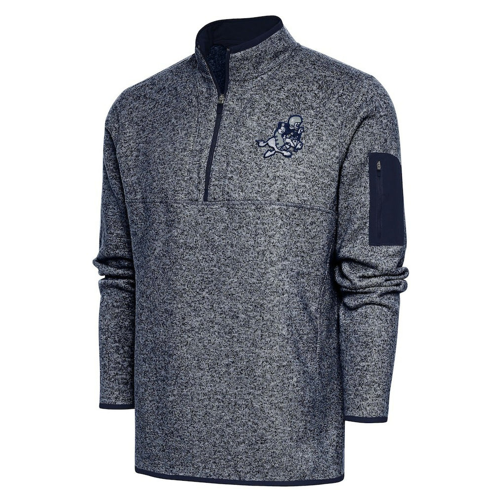 Dallas Cowboys Adult Throwback Logo Fortune Quarter-Zip Pullover Jacket - Heather Navy discount