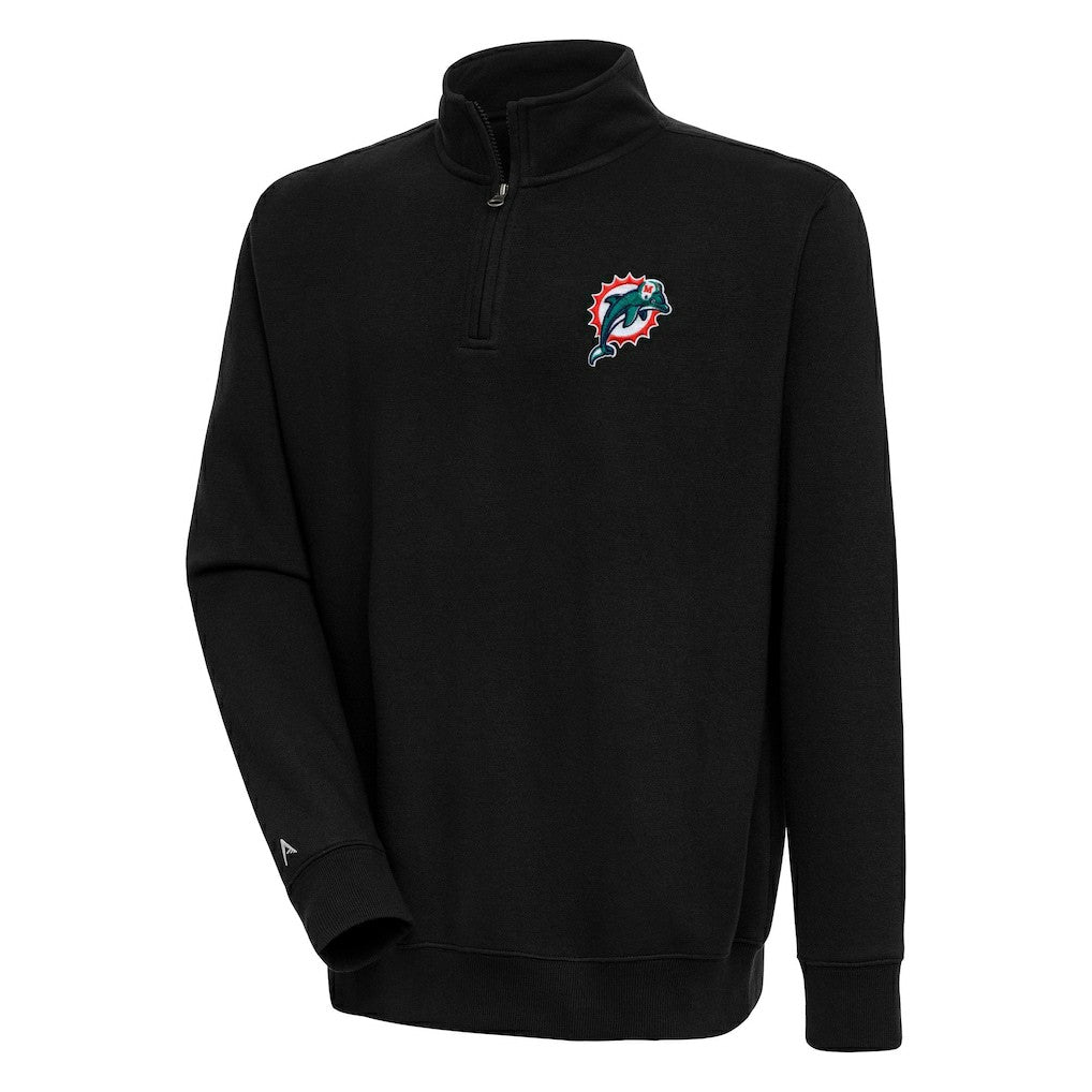 Miami Dolphins Adult Throwback Logo Victory Quarter-Zip Pullover Top - Black for sale