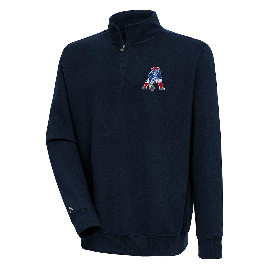 New England Patriots Adult Throwback Logo Victory Quarter-Zip Pullover Top - Navy for sale