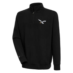 Philadelphia Eagles Adult Throwback Logo Victory Quarter-Zip Pullover Top - Black discount