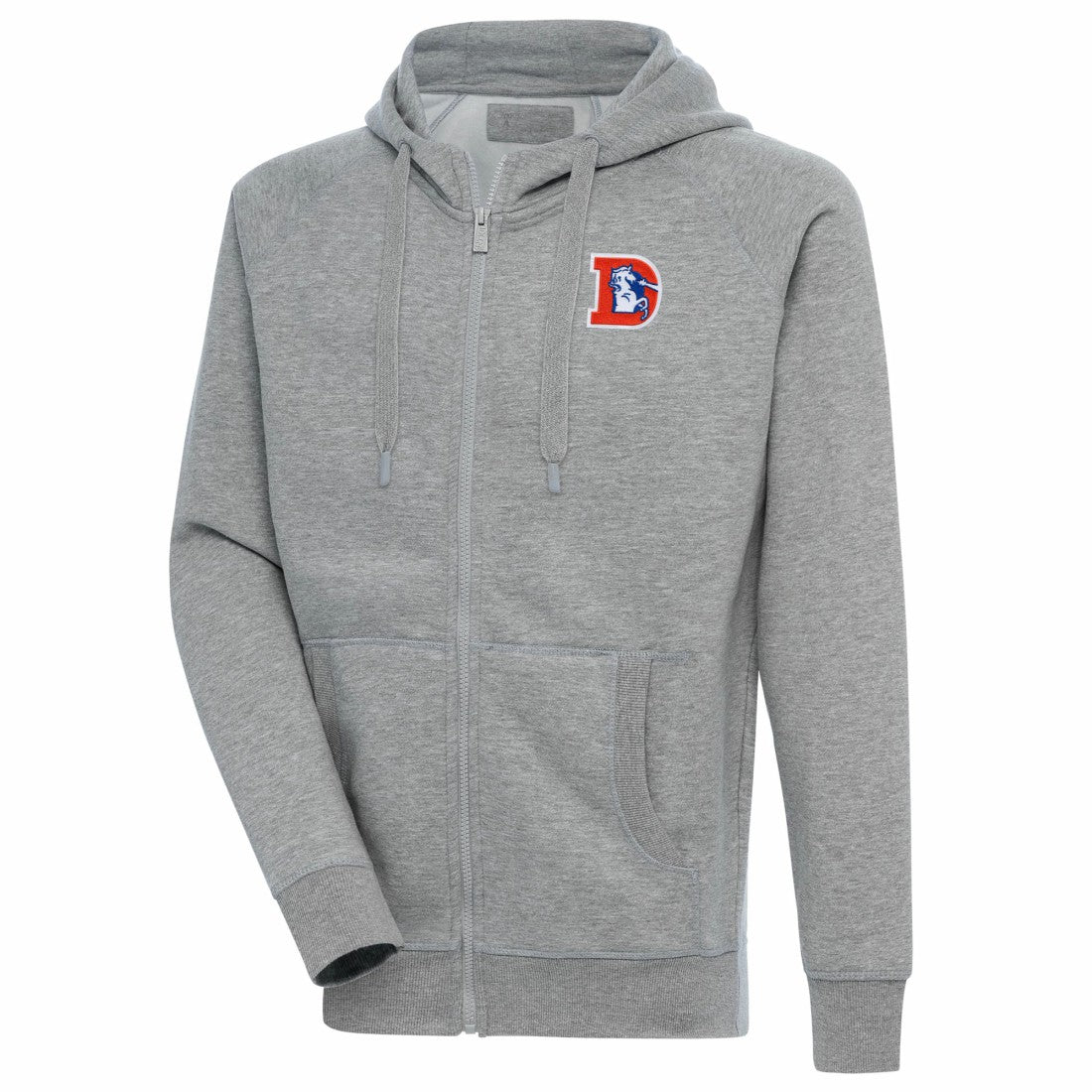 Denver Broncos Adult Throwback Logo Victory Full-Zip Hoodie - Heather Gray on sale