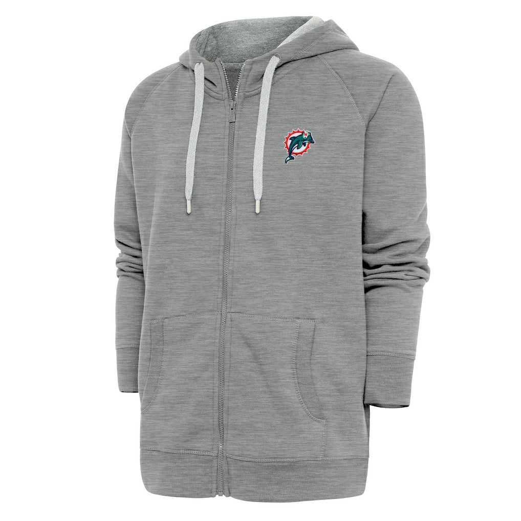 Miami Dolphins Adult Throwback Logo Victory Full-Zip Hoodie - Heather Gray cheap