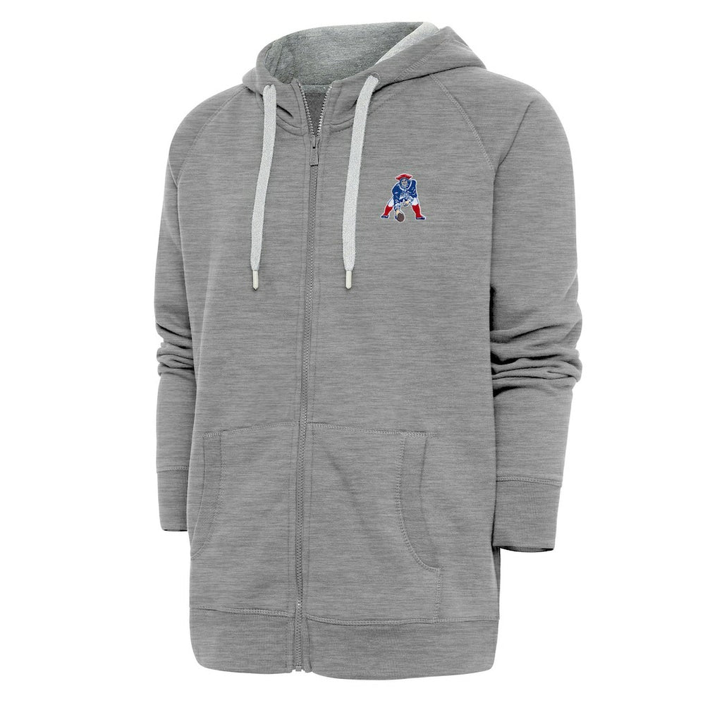 New England Patriots Adult Throwback Logo Victory Full-Zip Hoodie - Heather Gray on sale
