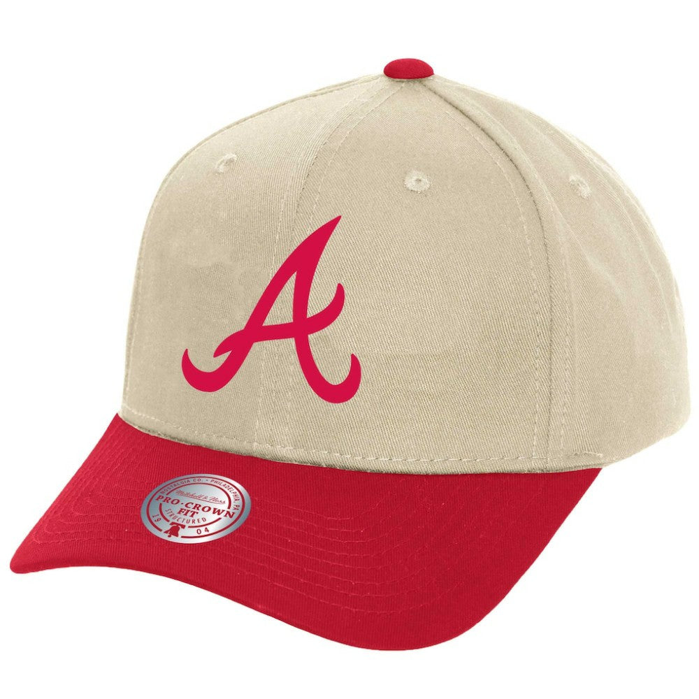 Atlanta Braves Pro Crown Adjustable Hat - Cream | Mitchell & Ness