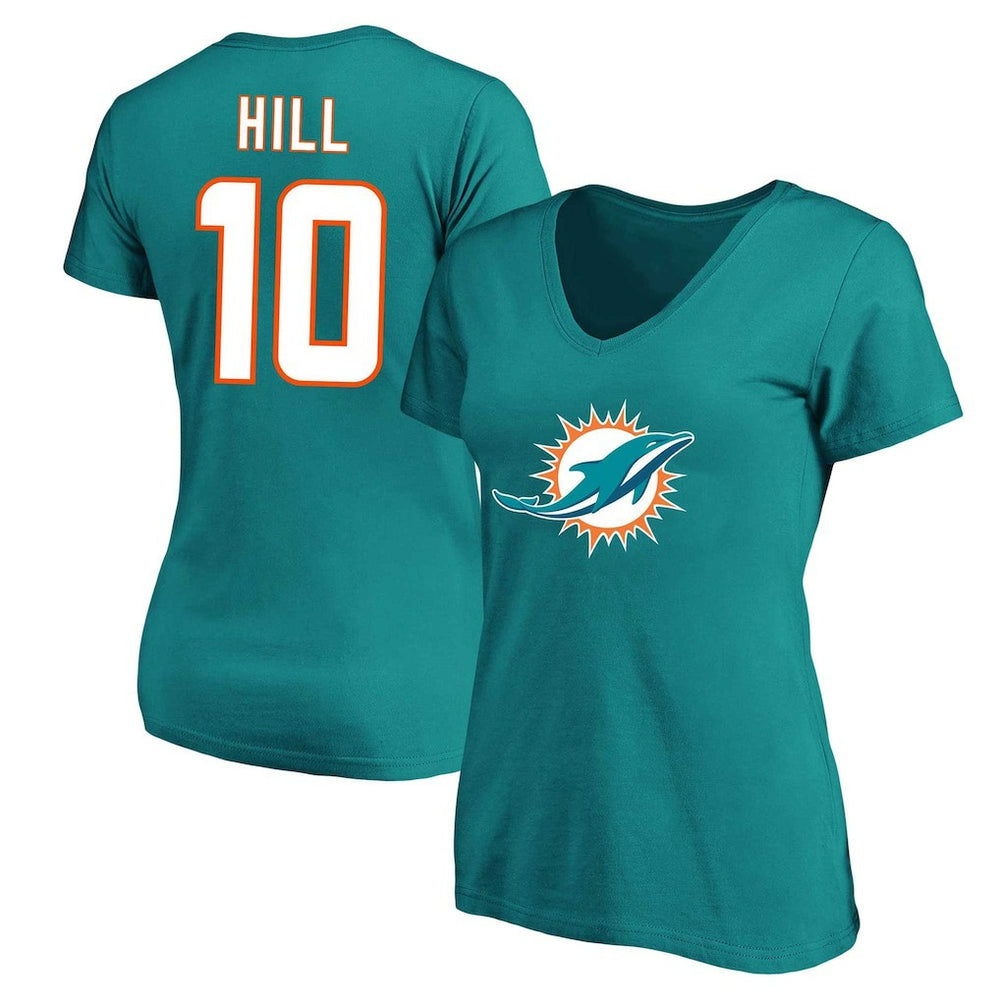 Tyreek Hill Miami Dolphins Women's Plus Size Fair Catch Name & Number Scoop Neck T-Shirt - Aqua for sale