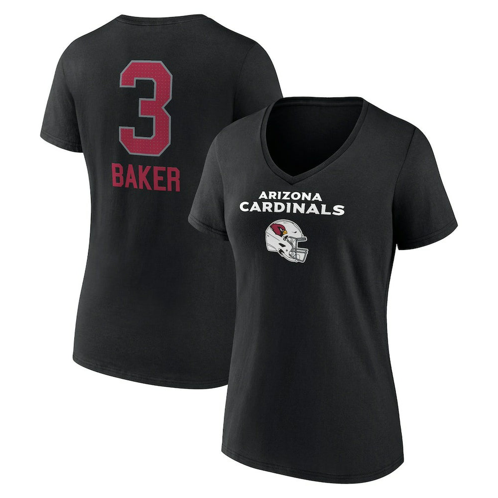 Budda Baker Arizona Cardinals Women's Team Wordmark Player Name & Number V-Neck T-Shirt - Black on sale