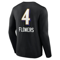 Zay Flowers Baltimore Ravens Team Wordmark Player Name & Number Long Sleeve T-Shirt - Black on sale