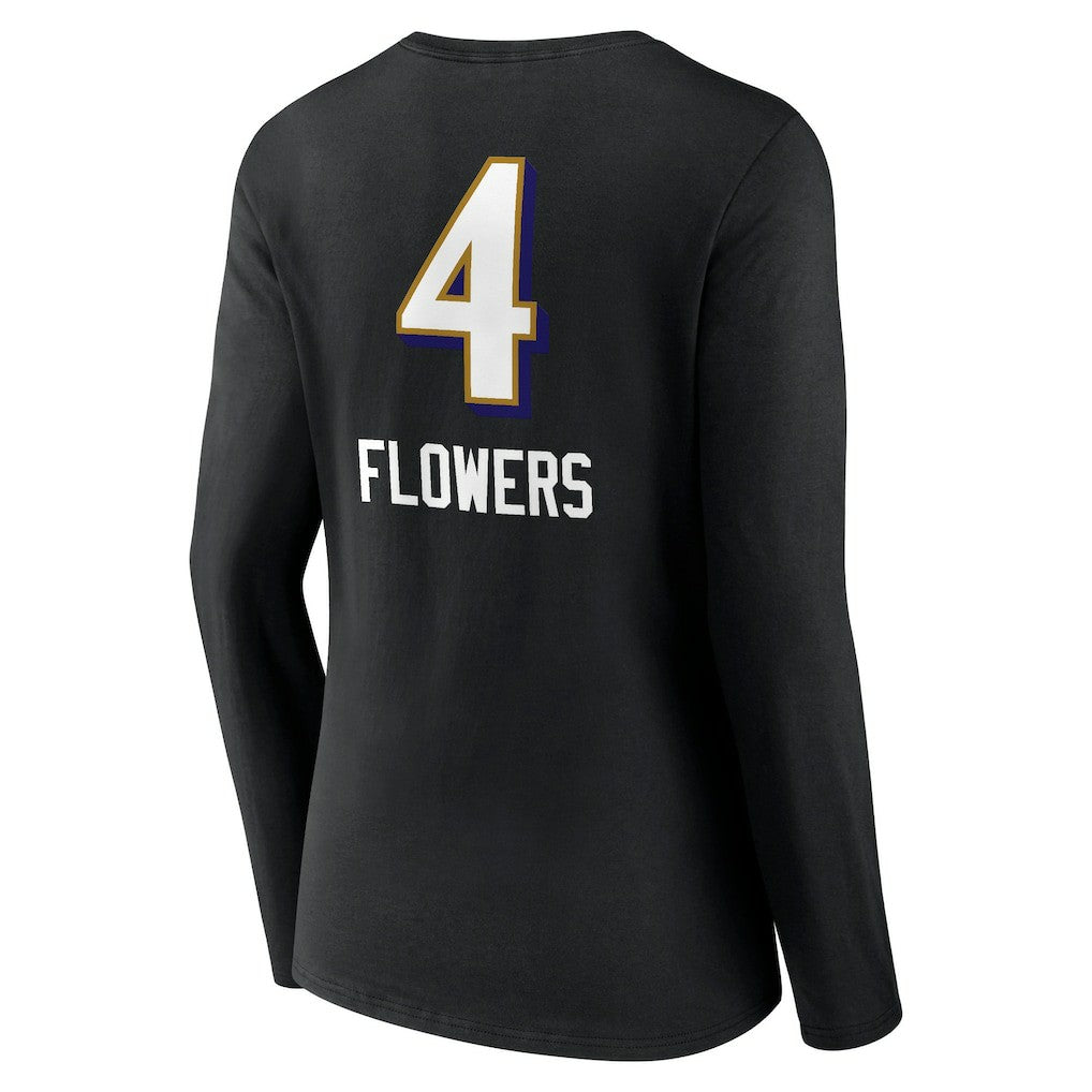Zay Flowers Baltimore Ravens Women's Team Wordmark Player Name & Number Long Sleeve V-Neck T-Shirt - Black discount