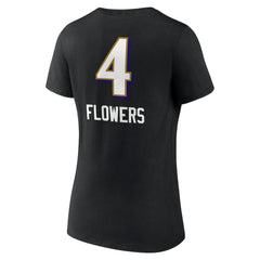 Zay Flowers Baltimore Ravens Women's Team Wordmark Player Name & Number V-Neck T-Shirt - Black for sale