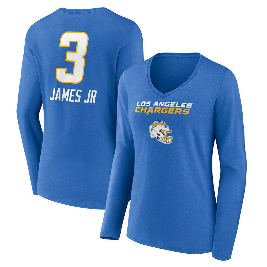 Derwin James Jr. Los Angeles Chargers Women's Team Wordmark Player Name & Number Long Sleeve V-Neck T-Shirt - Powder Blue sale