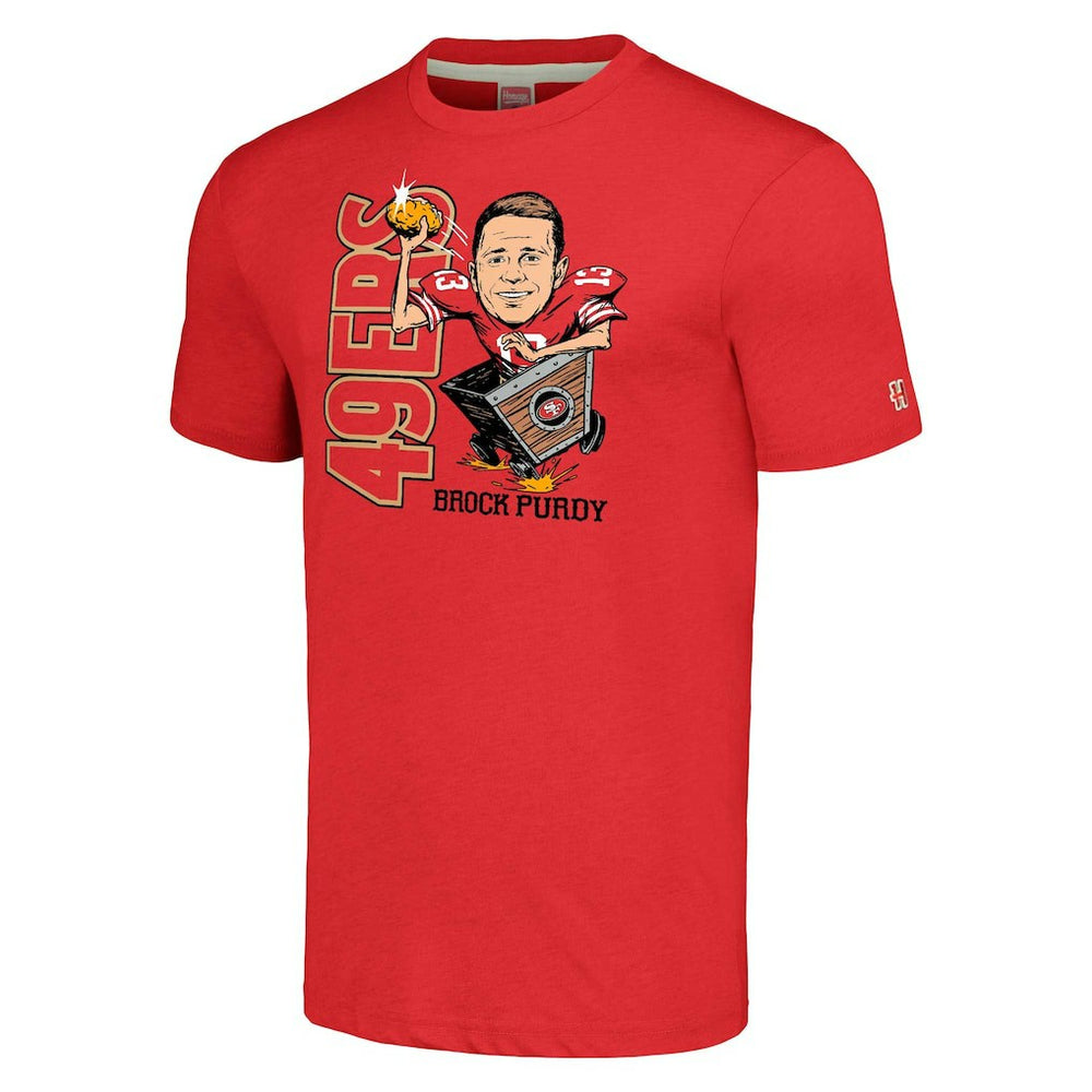 Brock Purdy San Francisco 49ers Homage Unisex Caricature Player Tri-Blend T-Shirt - Scarlet online