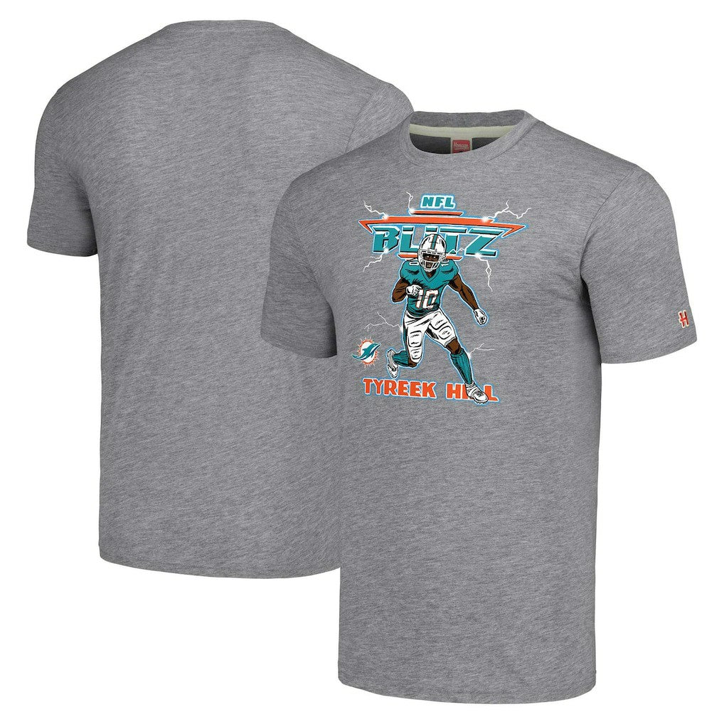 Tyreek Hill Miami Dolphins Homage Unisex NFL Blitz Player Tri-Blend T-Shirt - Gray sale