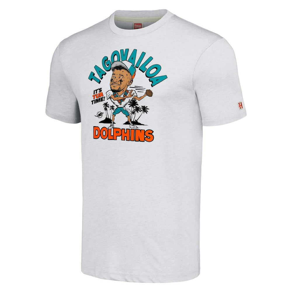 Tua Tagovailoa Miami Dolphins Homage Unisex Caricature Player Tri-Blend T-Shirt - Ash sale