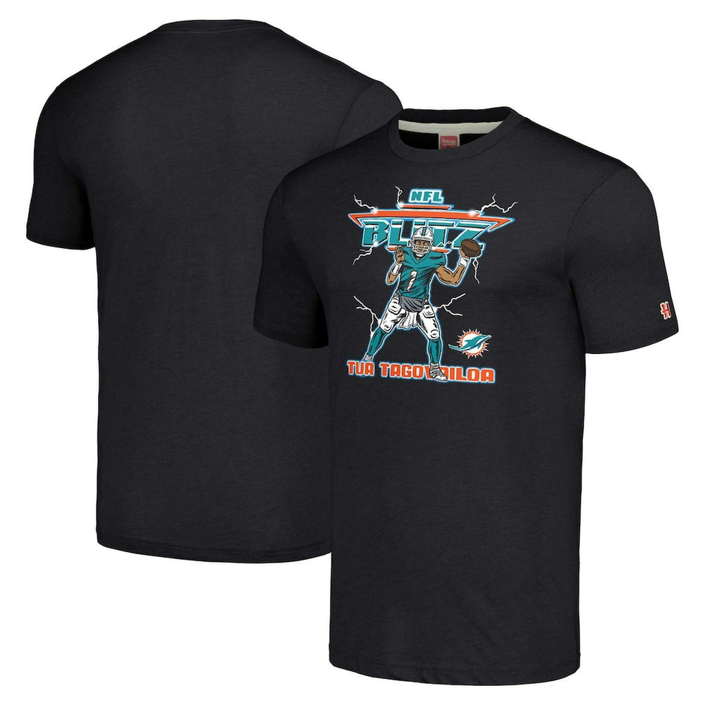 Tua Tagovailoa Miami Dolphins Homage Unisex NFL Blitz Player Tri-Blend T-Shirt - Heathered Heather Black online