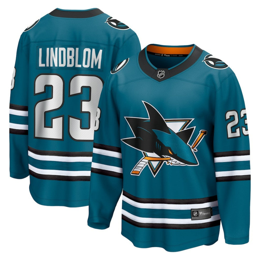 Oskar Lindblom San Jose Sharks Fanatics Home Breakaway Jersey Teal