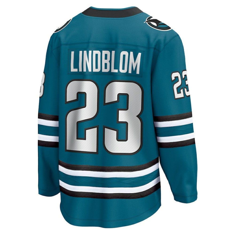 Oskar Lindblom San Jose Sharks Fanatics Home Breakaway Jersey Teal