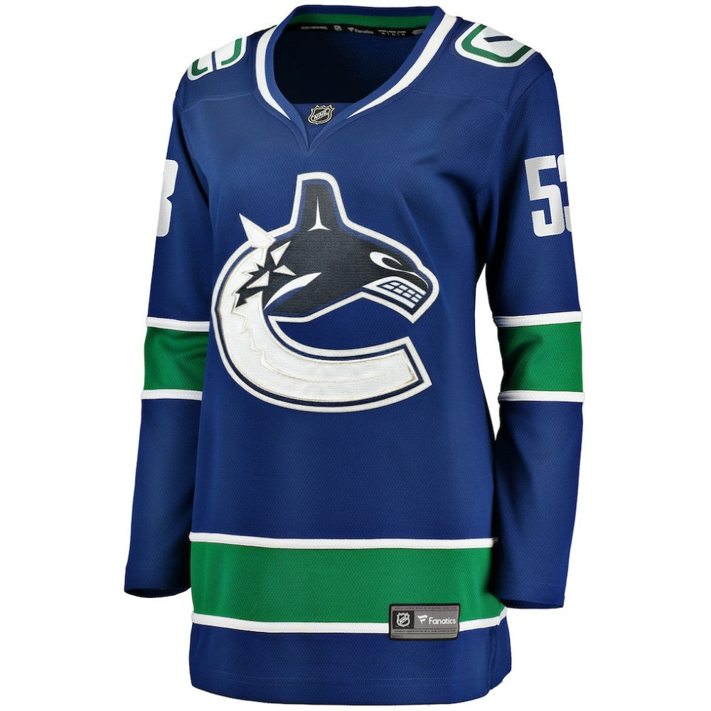 Teddy Blueger Vancouver Canucks Fanatics Women's Home Breakaway Player Jersey Blue