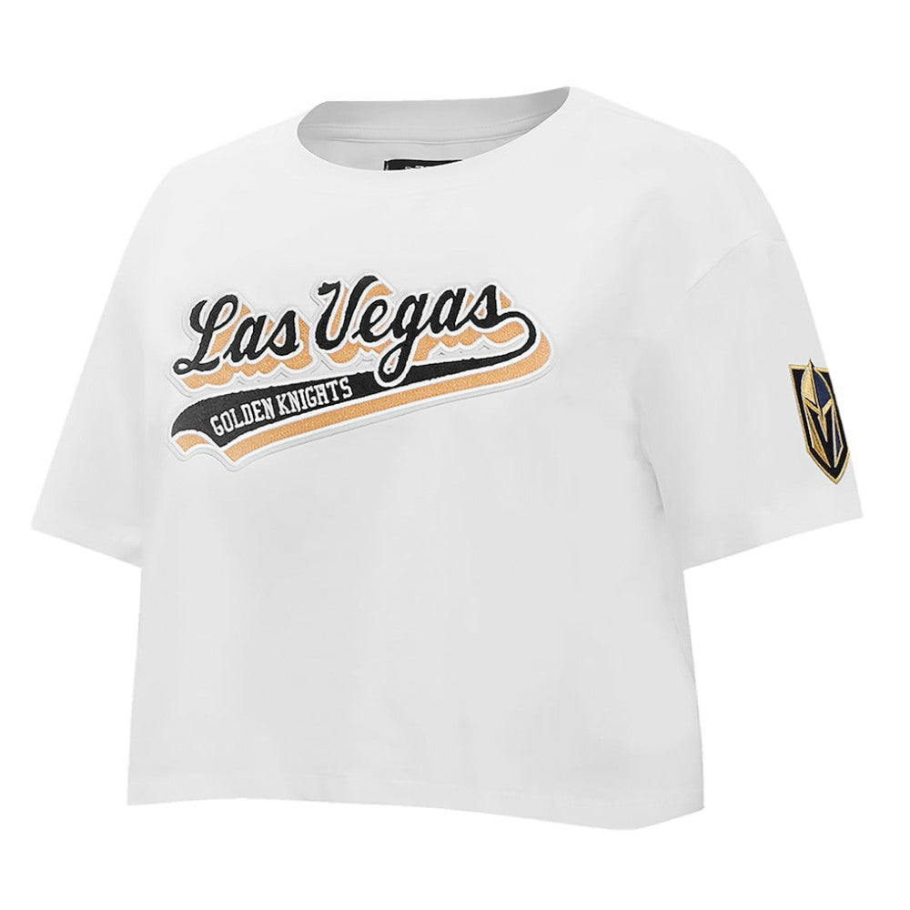 Vegas Golden Knights Pro Standard Women's Boxy Script Tail Cropped T-Shirt White