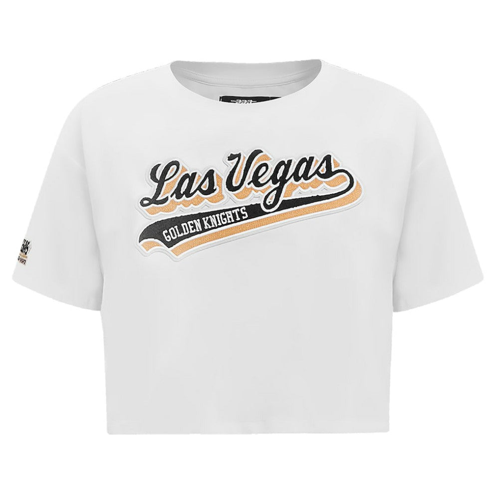 Vegas Golden Knights Pro Standard Women's Boxy Script Tail Cropped T-Shirt White