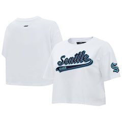 Seattle Kraken Pro Standard Women's Boxy Script Tail Cropped T-Shirt White