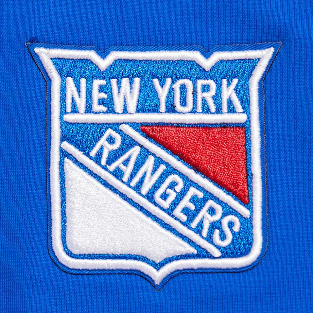 New York Rangers Pro Standard Women's Boxy Script Tail Cropped T-Shirt Blue