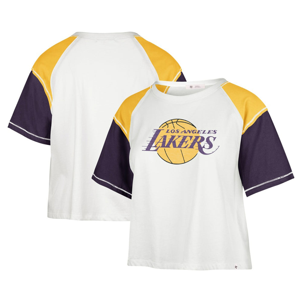 Los Angeles Lakers '47 Women's Premier Raglan Cropped T-Shirt - Cream | 47 brand sale