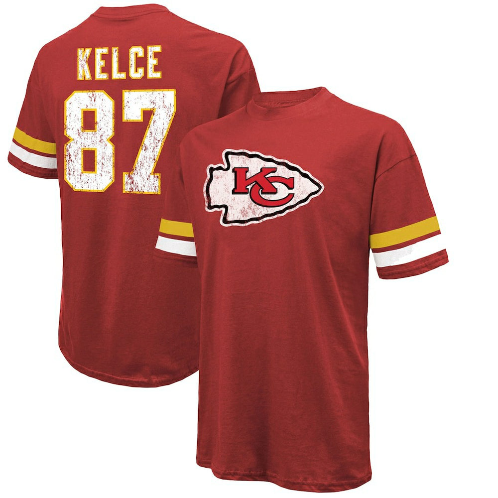 Travis Kelce Kansas City Chiefs Majestic Threads Name & Number Oversized Fit T-Shirt - Red for sale