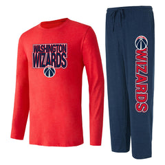 Washington Wizards Concepts Sport Meter Long Sleeve Top & Pants Sleep Set - Navy/Red outlet