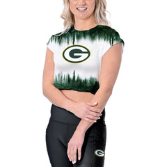Green Bay Packers Certo Women's Cropped Framework T-Shirt - White on sale