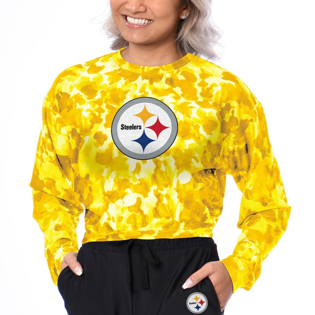 Pittsburgh Steelers Certo Women's Cropped Long Sleeve T-Shirt - Gold for sale