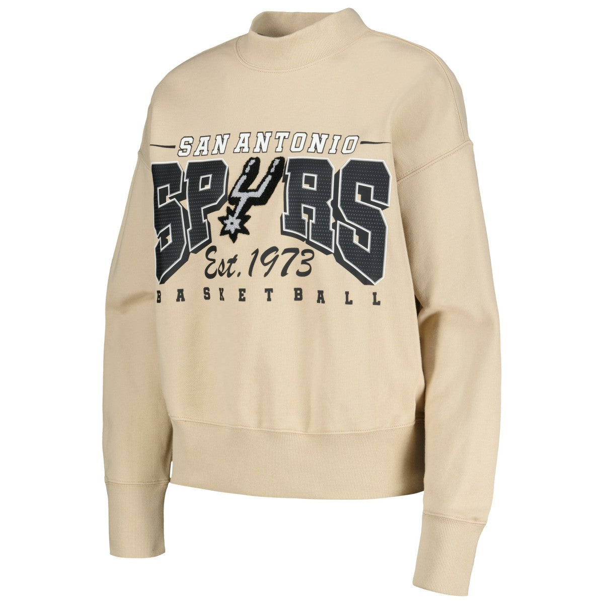 San Antonio Spurs Qore Women's Oversized Cozy Mock Neck Pullover Sweatshirt - Cream online