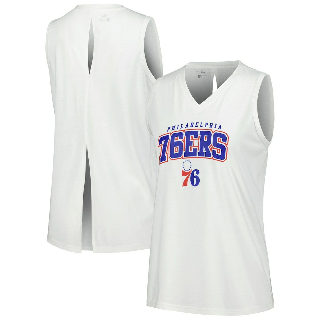 Philadelphia 76ers Levelwear Women's Paisley Peekaboo Tank Top - White for sale