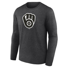 Milwaukee Brewers Personalized Monochrome Name & Number Long Sleeve T-Shirt - Charcoal