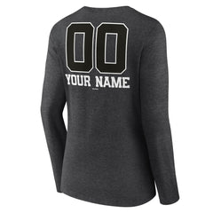 Milwaukee Brewers Women's Personalized Monochrome Name & Number Long Sleeve V-Neck T-Shirt - Charcoal