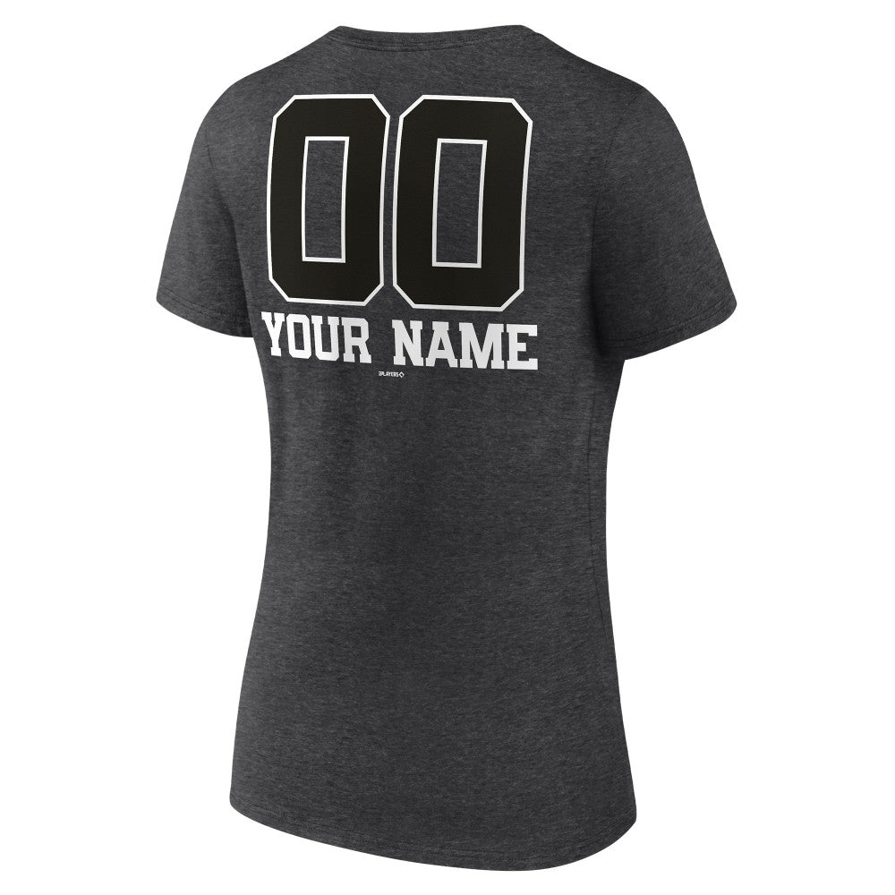 Milwaukee Brewers Women's Personalized Monochrome Name & Number V-Neck T-Shirt - Charcoal