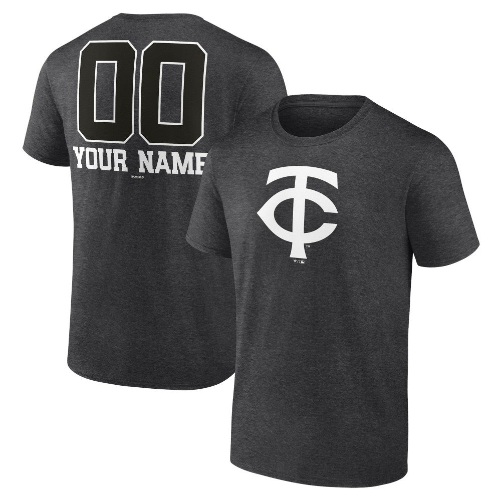 Minnesota Twins Personalized Monochrome Name & Number T-Shirt - Charcoal