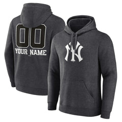 New York Yankees Personalized Monochrome Name & Number Pullover Hoodie - Charcoal