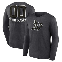 Athletics Personalized Monochrome Name & Number Long Sleeve T-Shirt - Charcoal