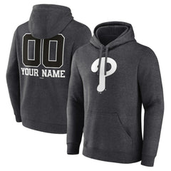 Philadelphia Phillies Personalized Monochrome Name & Number Pullover Hoodie - Charcoal