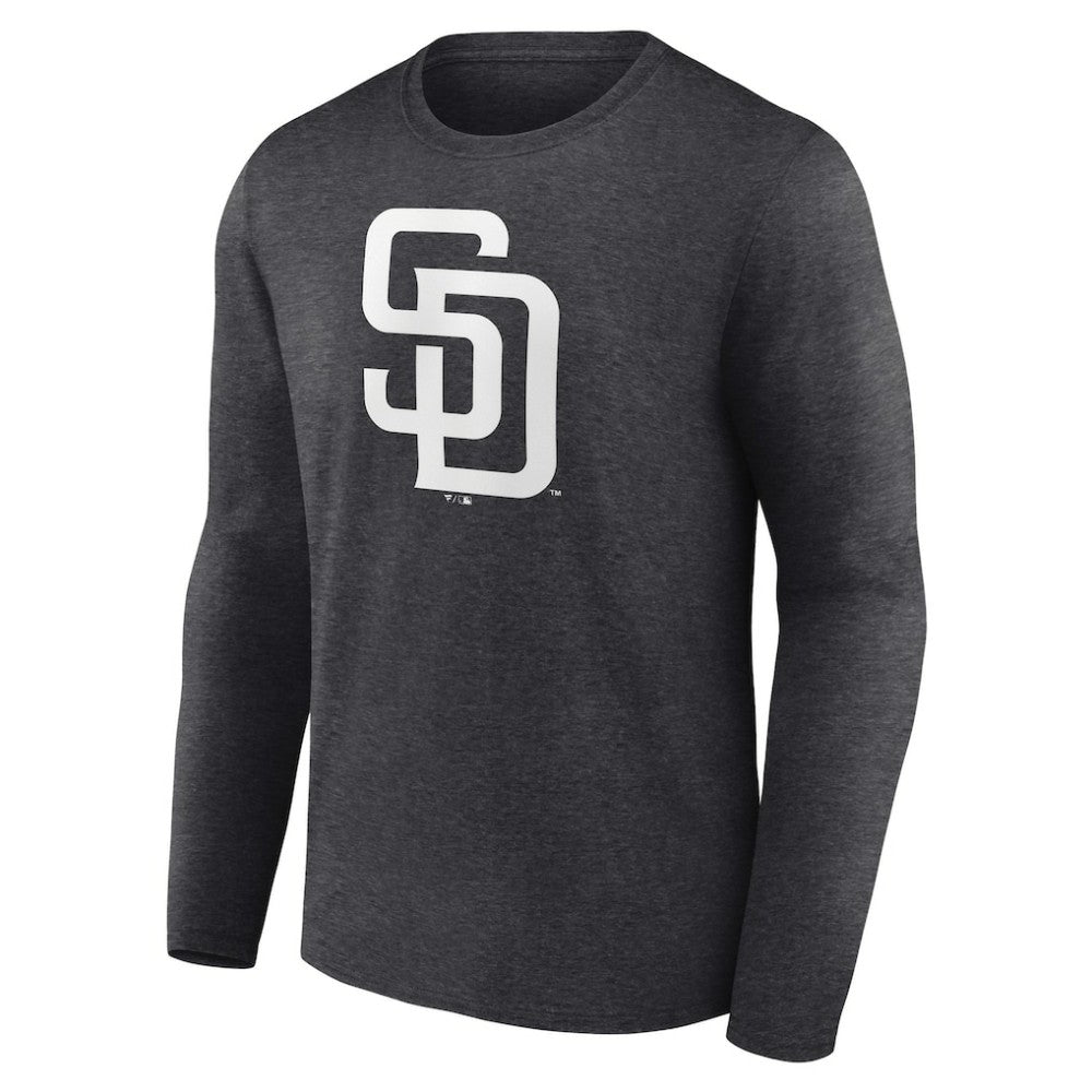 San Diego Padres Personalized Monochrome Name & Number Long Sleeve T-Shirt - Charcoal