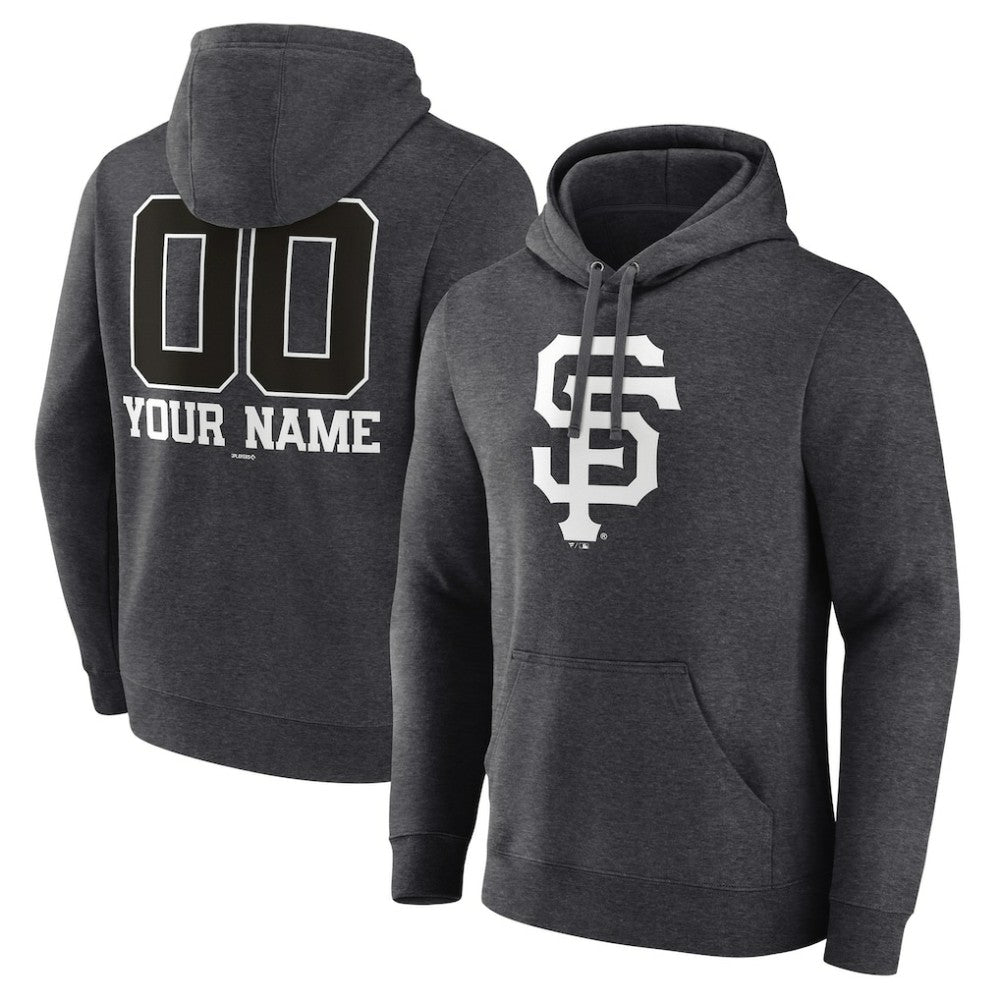 San Francisco Giants Personalized Monochrome Name & Number Pullover Hoodie - Charcoal