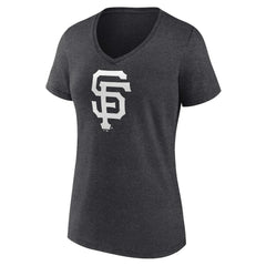 San Francisco Giants Women's Personalized Monochrome Name & Number V-Neck T-Shirt - Charcoal