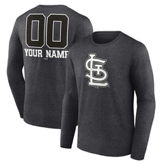 St. Louis Cardinals Personalized Monochrome Name & Number Long Sleeve T-Shirt - Charcoal