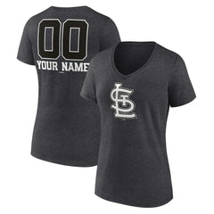 St. Louis Cardinals Women's Personalized Monochrome Name & Number V-Neck T-Shirt - Charcoal