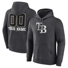 Tampa Bay Rays Personalized Monochrome Name & Number Pullover Hoodie - Charcoal