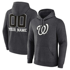 Washington Nationals Personalized Monochrome Name & Number Pullover Hoodie - Charcoal