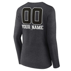 Washington Nationals Women's Personalized Monochrome Name & Number Long Sleeve V-Neck T-Shirt - Charcoal