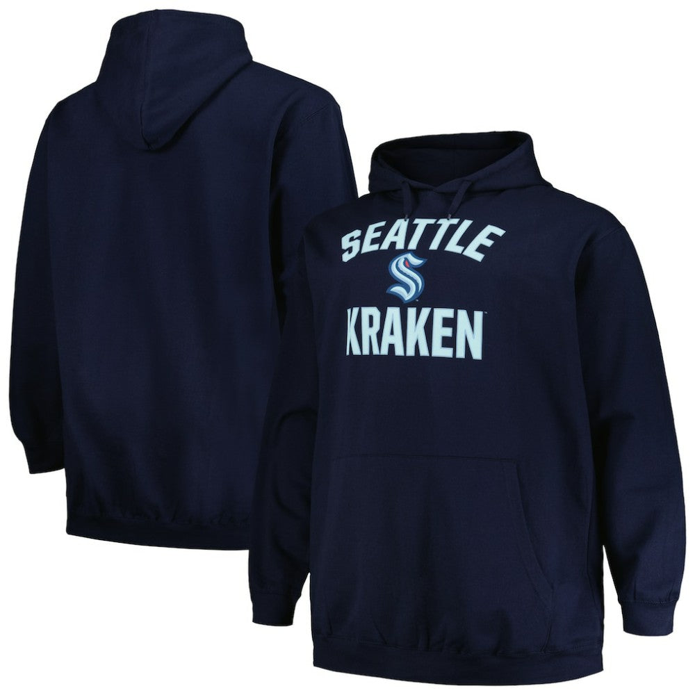 Seattle Kraken Profile Big & Tall Arch Over Logo Pullover Hoodie Deep Sea Blue