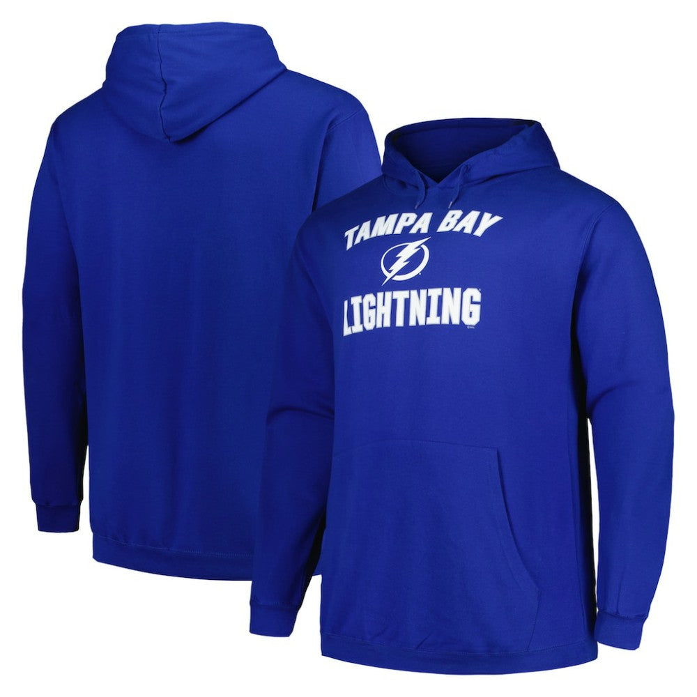 Tampa Bay Lightning Profile Big & Tall Arch Over Logo Pullover Hoodie Blue